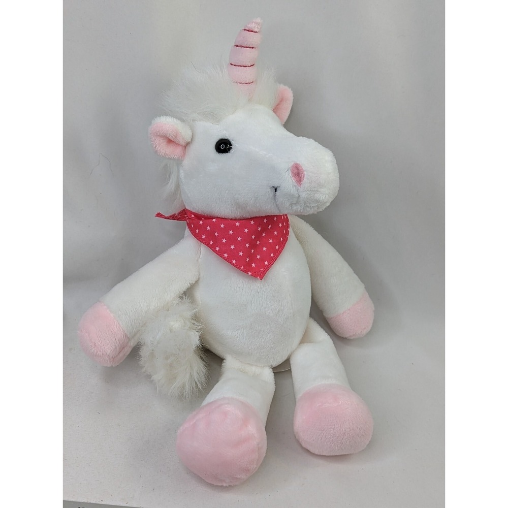 Kinder White Unicorn Plush 13 Inch Pink Bandana Ferrero Stuffed Animal Toy